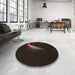 Round Patterned Dark Brown Rug in a Office, pat3916brn