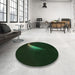 Round Patterned Deep Emerald Green Rug in a Office, pat3916grn