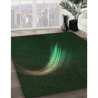 Patterned Deep Emerald Green Rug, pat3916grn