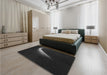 Patterned Black Rug in a Bedroom, pat3916gry