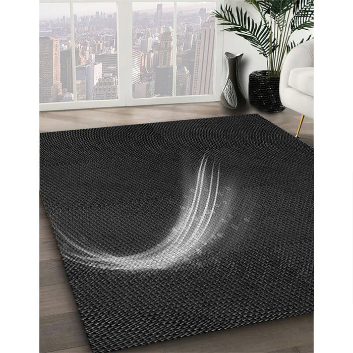 Machine Washable Transitional Black Rug in a Family Room, wshpat3916gry