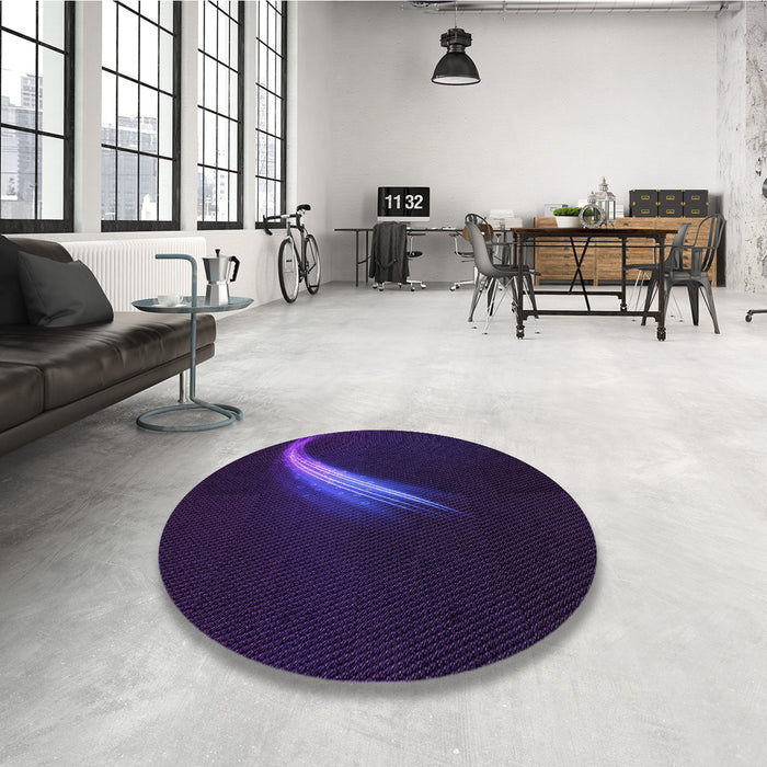 Round Patterned Deep Purple Rug in a Office, pat3916pur
