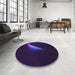 Round Patterned Deep Purple Rug in a Office, pat3916pur