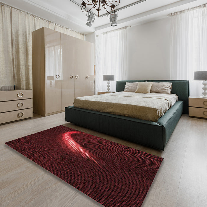 Patterned Saffron Red Rug in a Bedroom, pat3916rd