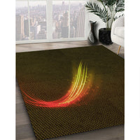 Patterned Dark Bronze Brown Rug, pat3916yw