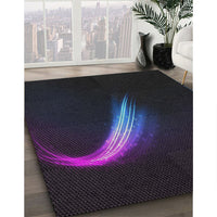 Patterned Purple Navy Blue Novelty Rug, pat3916