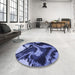 Round Patterned Sky Blue Rug in a Office, pat3917blu