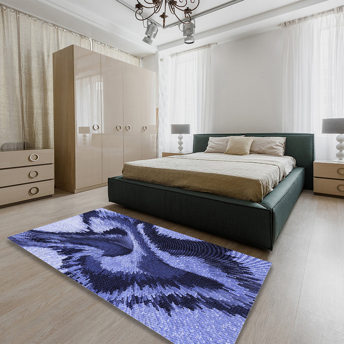 Patterned Sky Blue Rug in a Bedroom, pat3917blu