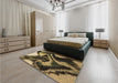 Patterned Milk Chocolate Brown Rug in a Bedroom, pat3917brn