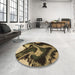 Round Patterned Milk Chocolate Brown Rug in a Office, pat3917brn