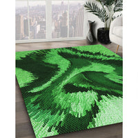 Patterned Deep Emerald Green Rug, pat3917grn