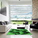 Machine Washable Transitional Deep Emerald Green Rug in a Kitchen, wshpat3917grn