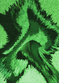 Machine Washable Transitional Deep Emerald Green Rug, wshpat3917grn
