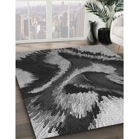 Patterned Charcoal Black Rug, pat3917gry