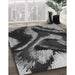 Patterned Charcoal Black Rug in Family Room, pat3917gry