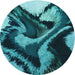 Square Machine Washable Transitional Bright Turquoise Blue Rug in a Living Room, wshpat3917lblu
