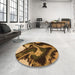 Round Patterned Orange Rug in a Office, pat3917org