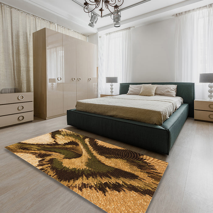Patterned Orange Rug in a Bedroom, pat3917org