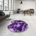 Round Patterned Purple Rug in a Office, pat3917pur