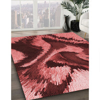 Patterned Saffron Red Rug, pat3917rd