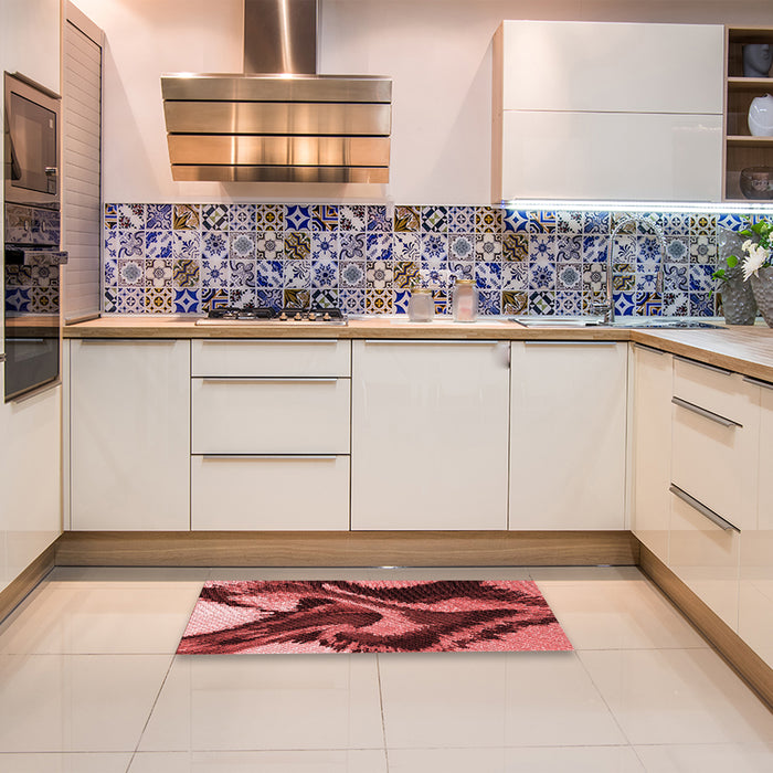 Patterned Saffron Red Rug in a Kitchen, pat3917rd