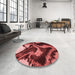 Round Patterned Saffron Red Rug in a Office, pat3917rd