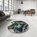 Round Patterned Charcoal Black Novelty Rug in a Office, pat3917