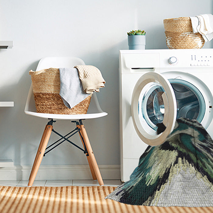 Machine Washable Transitional Charcoal Black Rug in a Washing Machine, wshpat3917