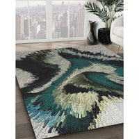 Patterned Charcoal Black Novelty Rug, pat3917