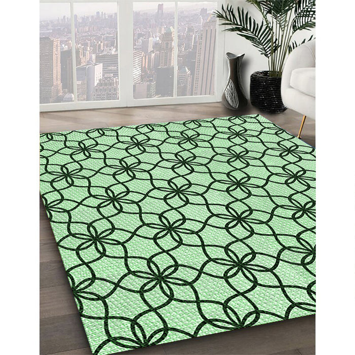 Patterned Mint Green Rug in Family Room, pat3918grn