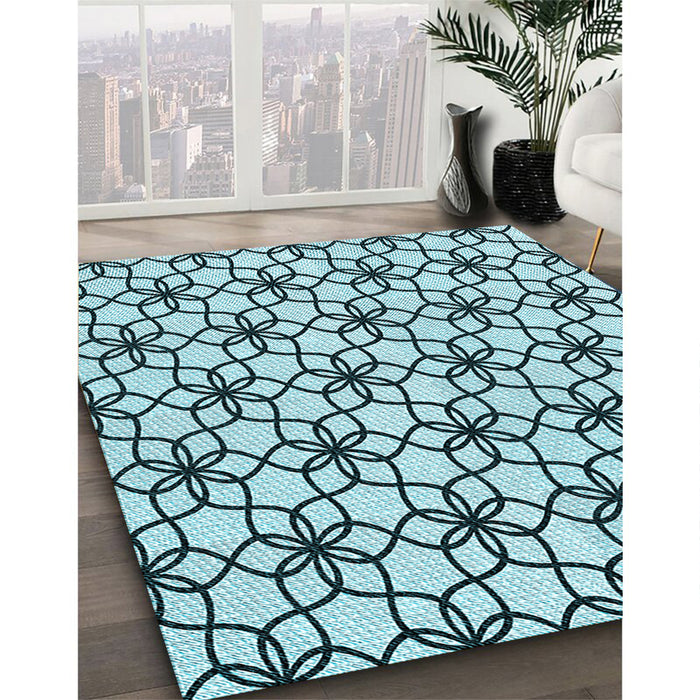 Patterned Electric Blue Rug in Family Room, pat3918lblu