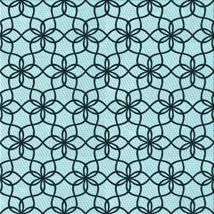 Round Patterned Electric Blue Rug, pat3918lblu