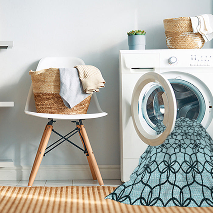 Machine Washable Transitional Electric Blue Rug in a Washing Machine, wshpat3918lblu