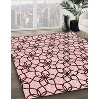 Patterned Light Rose Pink Rug, pat3918rd