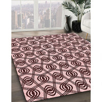 Patterned Deep Rose Pink Rug, pat3919rd