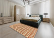 Patterned Mahogany Brown Rug in a Bedroom, pat392org