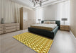 Patterned Bold Yellow Rug in a Bedroom, pat392yw