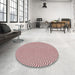 Round Patterned Light Rose Pink Rug in a Office, pat3923rd