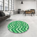 Round Patterned Green Rug in a Office, pat3924grn