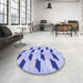 Round Patterned Periwinkle Purple Rug in a Office, pat3925blu