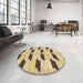 Round Patterned Brown Rug in a Office, pat3925brn