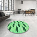 Round Patterned Jade Green Rug in a Office, pat3925grn