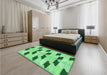 Patterned Jade Green Rug in a Bedroom, pat3925grn