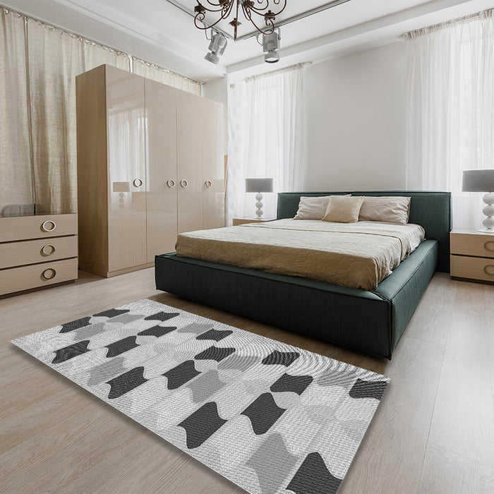 Patterned Smokey Gray Rug in a Bedroom, pat3925gry