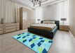 Patterned Blue Ivy Blue Rug in a Bedroom, pat3925lblu