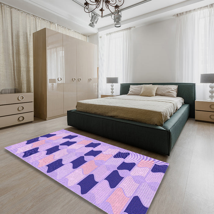 Round Machine Washable Transitional Blossom Pink Rug in a Office, wshpat3925pur