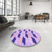 Round Patterned Blossom Pink Rug in a Office, pat3925pur