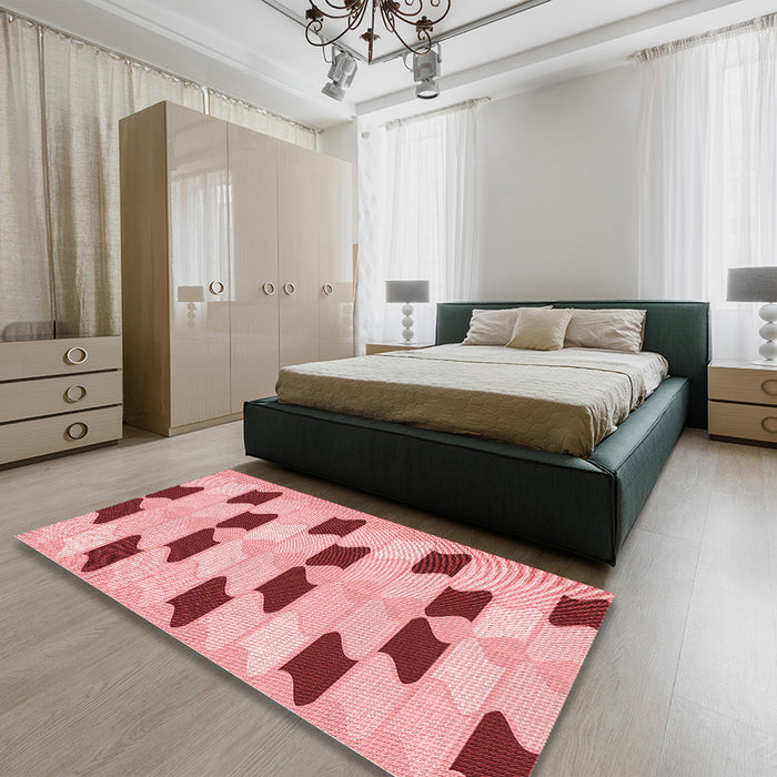 Patterned Red Rug in a Bedroom, pat3925rd