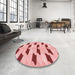 Round Patterned Red Rug in a Office, pat3925rd