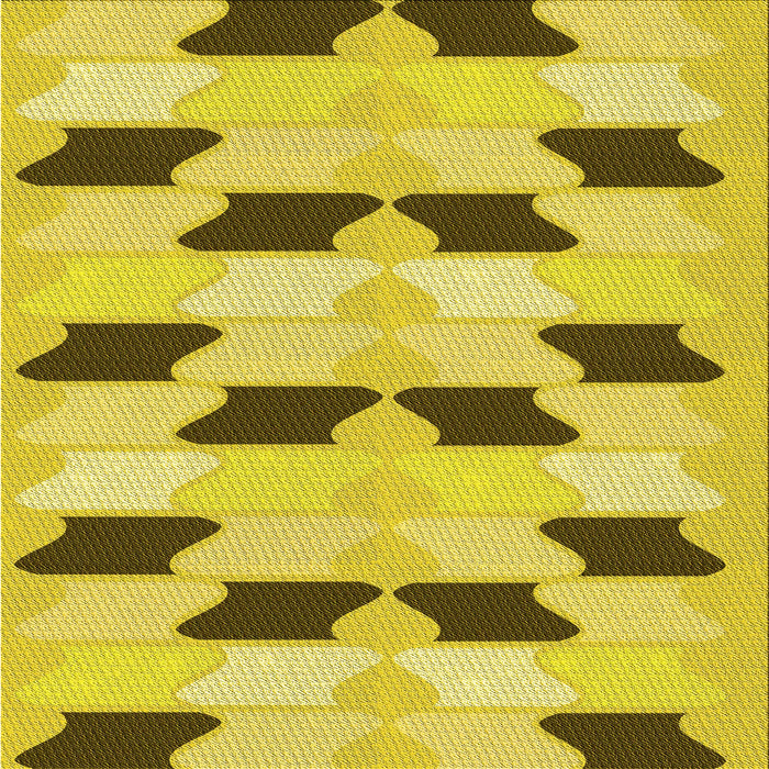Round Machine Washable Transitional Yellow Rug, wshpat3925yw